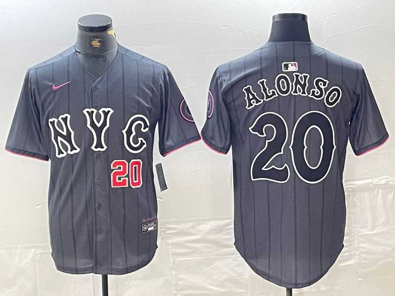 Men%27s New York Mets #20 Pete Alonso Number Grey 2024 City Connect Cool Base Stitched Jerseys->new york mets->MLB Jersey